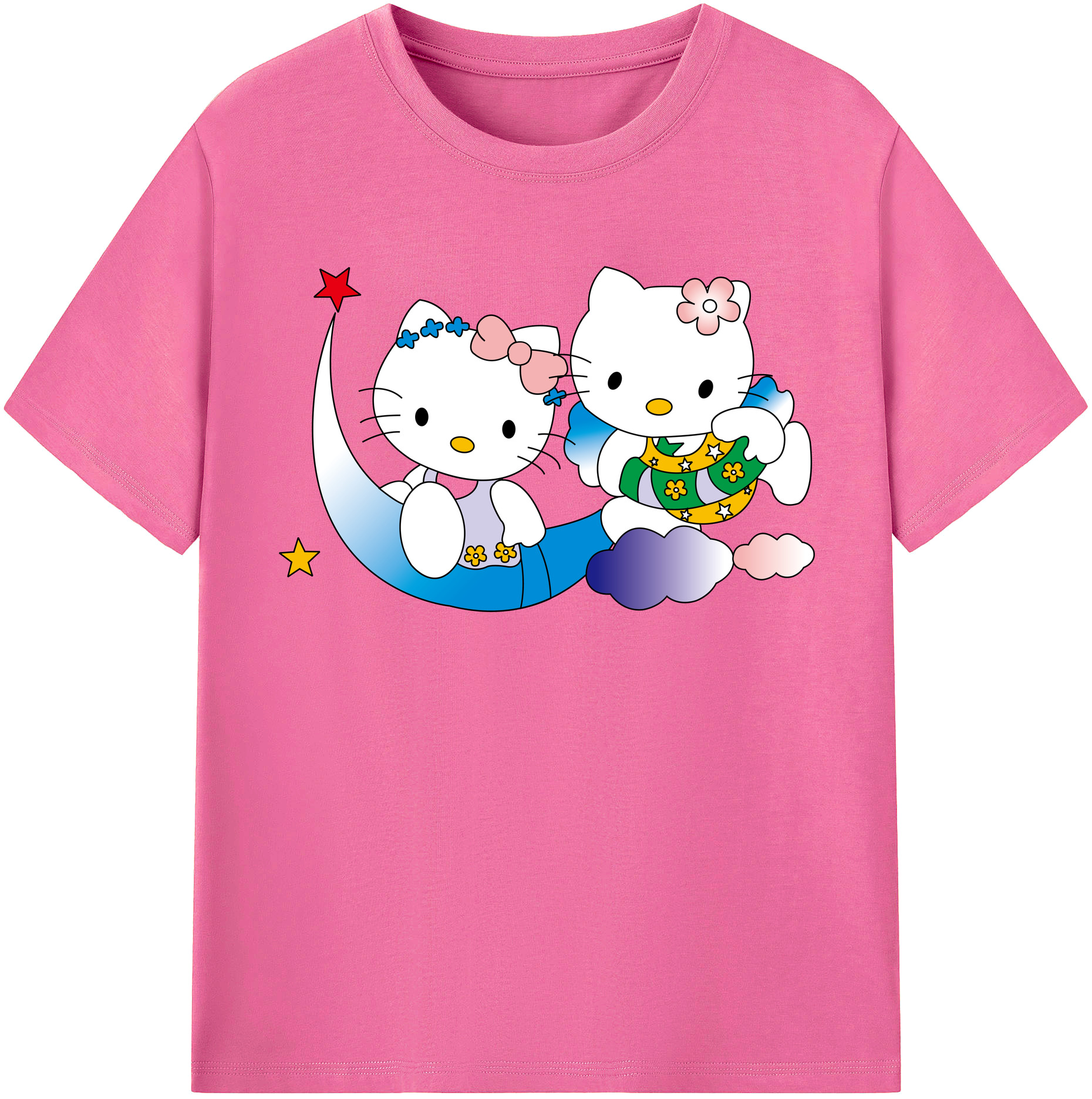 （画像用） Hello Kitty ハローキティ レディースカジュアルプリントTシャツ（綿100％）